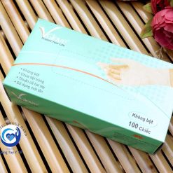 Găng tay không bột Vglove màu xanh nhạt