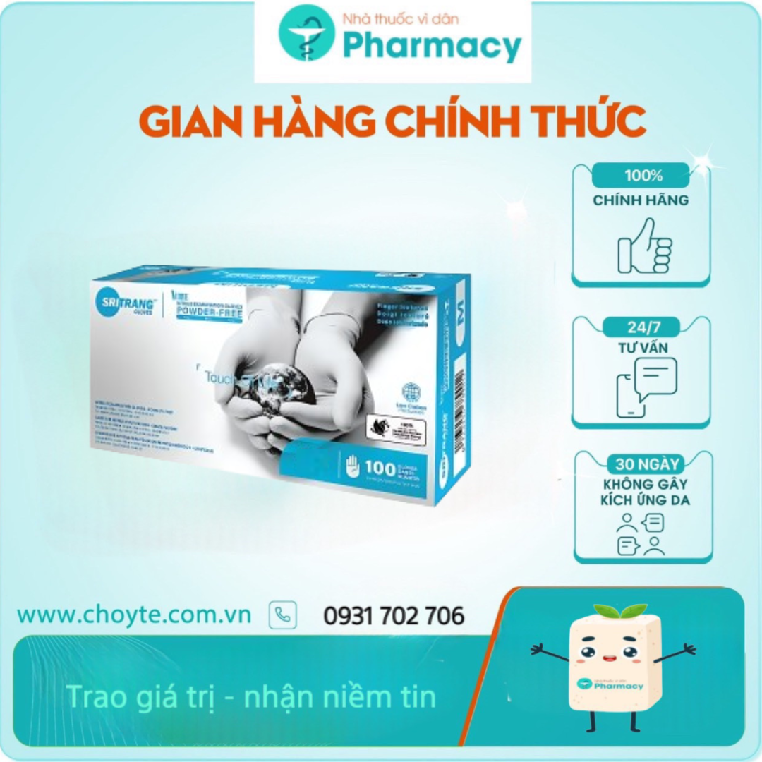 Găng tay nitrile xanh không bột Sritrang 4.8gr
