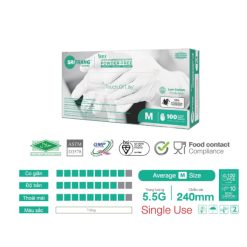 Thông số kỹ thuật găng tay cao su y tế không bột Sgloves 5.5gr