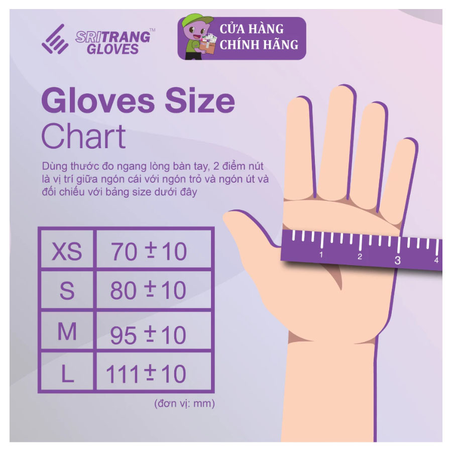 Cách đo size chọn găng tay nitrile xanh không bột